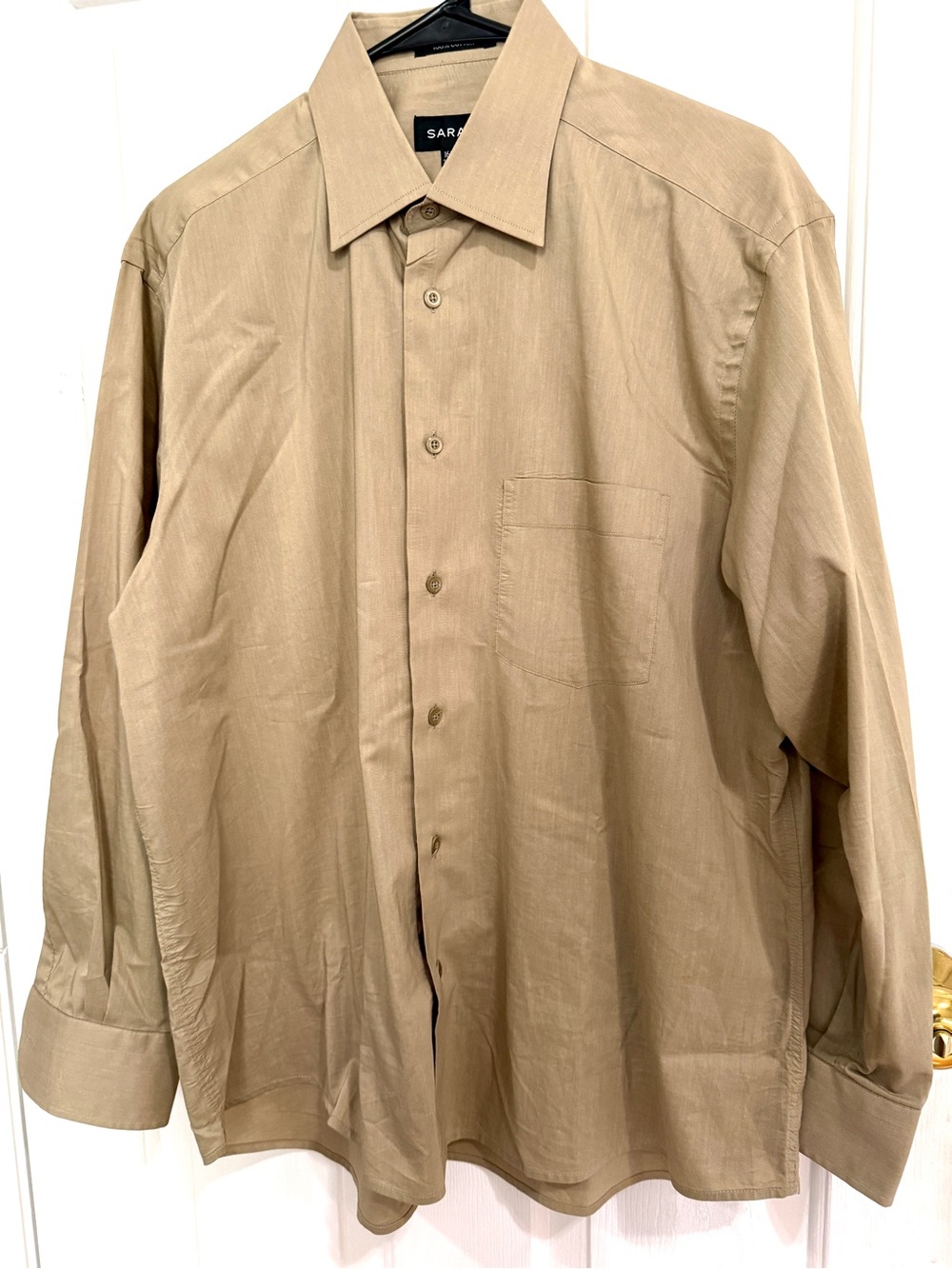 Saramax Men's Tan Long-Sleeve Dress Shirt - Classic Point Collar